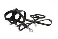 Beeztees hondenriem van leer, 100 x 1,8 cm, zwart