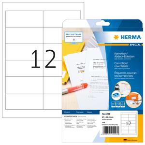 Herma 4228 Correctie-etiketten 97 x 42.3 mm Papier, mat Wit 300 stuk(s) Permanent hechtend Laser (zwart/wit), Kopiëren (zwart/wit), Laser (kleur), Kopiëren