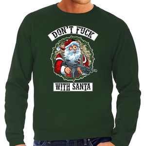 Grote maten groene foute Kersttrui / Kerstkleding Dont fuck with Santa voor heren 4XL (60)  -