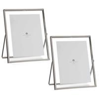 Giftdecor Fotolijstje voor 15 x 20 cm foto - 2x - zilver - metaal - Modern - frame 20 x 25 cm - staa