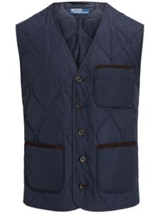 Polo Ralph Lauren gilet matelassée à bords en daim - Bleu