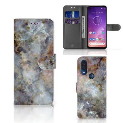 Motorola One Vision Bookcase Marmer Grijs Motorola One Vision Bookcase Marmer Grijs