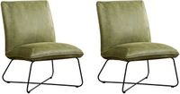 Set van 2 Olijfgroene leren industriële fauteuils zonder armleuning Less - Kenia Leer Olive (olijfgroen leer)