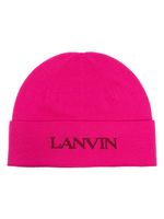 Lanvin bonnet en laine à logo brodé - Rose