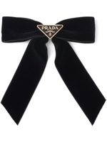 Prada barrette noeud en velours à logo triangulaire - Noir - thumbnail