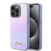 iPhone 15 Pro Guess Iridescent Metal Script Hybrid Hoesje - Paars - thumbnail