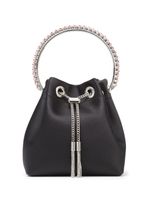 Jimmy Choo sac à main en satin Bon Bon à ornements en cristal - Noir