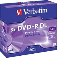 Verbatim DVD+R DL 8,5GB 8X Jewel Case 5 Stuk zilver