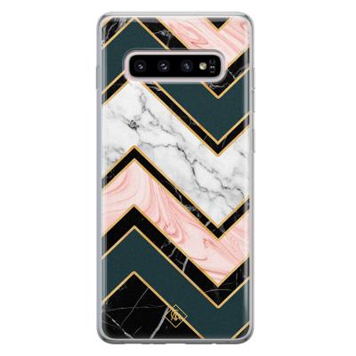 Samsung Galaxy S10 Plus siliconen hoesje - Marmer triangles