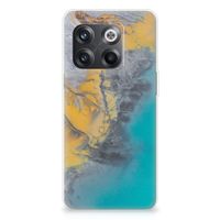 OnePlus 10T TPU Siliconen Hoesje Marble Blue Gold - thumbnail