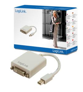 LogiLink CV0037 DisplayPort / DVI Adapter [1x Mini-DisplayPort stekker - 1x DVI-bus 24+5-polig] Wit 0.09 m