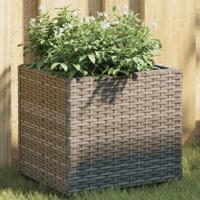 Plantenbak 36x30x32 cm poly rattan grijs - thumbnail