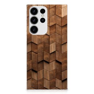 Bumper Hoesje voor Samsung Galaxy S23 Ultra Wooden Cubes