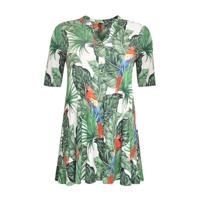 Yoek tuniek PARROT met bladprint wit/groen/rood