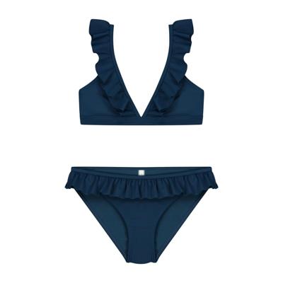 SHIWI Panama Ruffle Triangle Bikini Kids Blauw