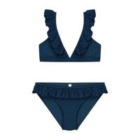 SHIWI Panama Ruffle Triangle Bikini Kids Blauw