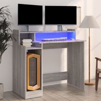 Bureau met LED-verlichting 97x90x45 cm hout grijs sonoma eiken - thumbnail