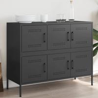 Dressoir 100,5x39x79 cm koudgewalst staal zwart - thumbnail