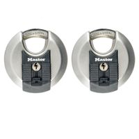 Masterlock 2 x 70mm diam. stainless steel keyed alike padlocks - octagonal boron- - M40EURT - thumbnail