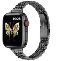 By Qubix - Stalen slim fit band - Zwart - Compatible met Apple watch 38mm / 40mm / 41mm / 42mm - Compatible Apple watch bandjes