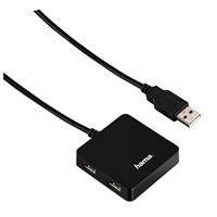 Hama 12131 USB-hub 2.0 (aansluiting van maximaal 4 USB-apparaten, geschikt voor USB 2.0, achterwaarts compatibel, stroomvoorziening via USB-aansluiting) zwart Single zwart
