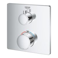 GROHE Grohtherm afbouwdeel voor inbouw badkraan thermostatisch met omstel douche en baduitloop rechthoekig chroom 24080000 - thumbnail