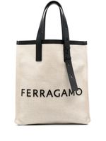 Ferragamo sac cabas en toile à logo - Tons neutres