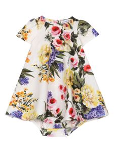 Dolce & Gabbana Kids robe en coton à fleurs - Jaune