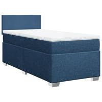 vidaXL Boxspring met matras stof blauw 90x190 cm