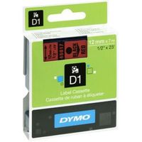 Dymo D1 Tape Cassette 12 mm x 7m zwart op rood 45017 - thumbnail