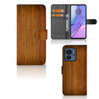 Motorola Edge 40 Book Style Case Donker Hout - thumbnail