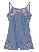 Chloé Kids combishort à fleurs brodées - Bleu