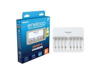 Panasonic BQ-CC63 eneloop Smart 8 lader, voor 1-8 AA/AAA NiMH-batterijen, met 8 ledlampjes & 9 veiligheidsfuncties,blauw