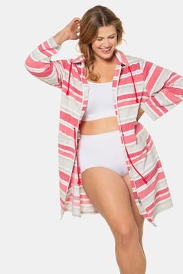 Ulla Popken Badjas, opstaande kraag, 2 zakken, badstof - Grote Maten