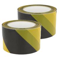 Afzetlint - 2x - geel/zwart - 70 mm x 200 m - polyethyleen - markeerlint- afzettape