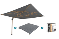 4-Seasons zweefparasol Hacienda 300 x 400 - Woodlook/Charcoal met voet en hoes