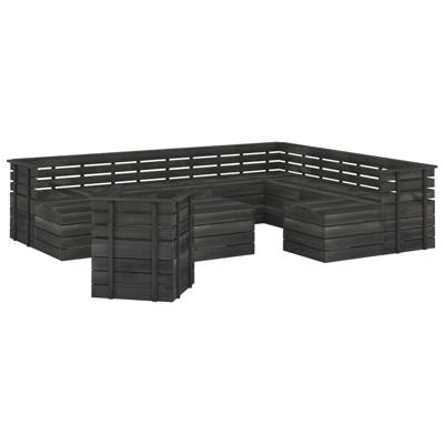 vidaXL 12-delige Loungeset pallet massief grenenhout donkergrijs vidaXL 12-delige Loungeset pallet massief grenenhout donkergrijs