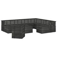 vidaXL 12-delige Loungeset pallet massief grenenhout donkergrijs