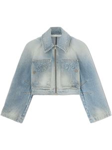 Palm Angels veste en jean Paris à coupe crop - Bleu