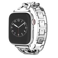 By Qubix - Metalen quick-release ketting band - Zilver - Compatible met Apple watch 38mm / 40mm / 41mm / 42mm - Compatible Apple watch bandjes