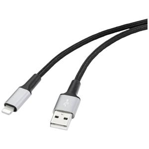 Renkforce USB, Apple Lightning Aansluitkabel [1x USB-A 2.0 stekker - 1x Apple dock-stekker Lightning] 2.00 m Kabelmantel van gerecycled materiaal, Extreem