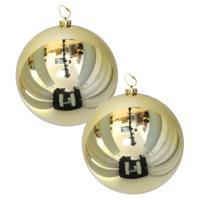 Grote decoratie kerstballen - 2x - goud - 20 cm - kunststof - glimmend - kerstversiering