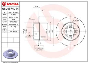 Remschijf BREMBO, Remschijftype: Massief, u.a. für Audi