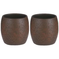 Mica Decorations Bloempot/plantenpot - 2x - roest/terracotta bruin - voor kamerplant - H22 x D24 cm - thumbnail