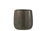 J-Line Bloempot Effen Keramiek Grijs Large
