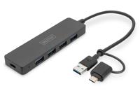 Digitus DA-70235 interface hub USB 3.2 Gen 1 (3.1 Gen 1) Type-A + Type-C 12000 Mbit/s Zwart - thumbnail