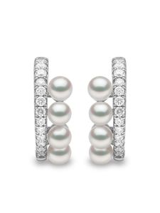 Yoko London boucles d'oreilles Eclipse en or blanc 18ct serties de perles d'Akoya et de diamants - Argent