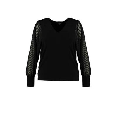 MS Mode semi-transparante trui met textuur zwart