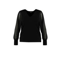 MS Mode semi-transparante trui met textuur zwart