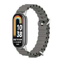 By Qubix - Ocean siliconen bandje - Grijs - Compatible met Xiaomi Smart Band 8 & 9 - Compatible Xiaomi bandje
